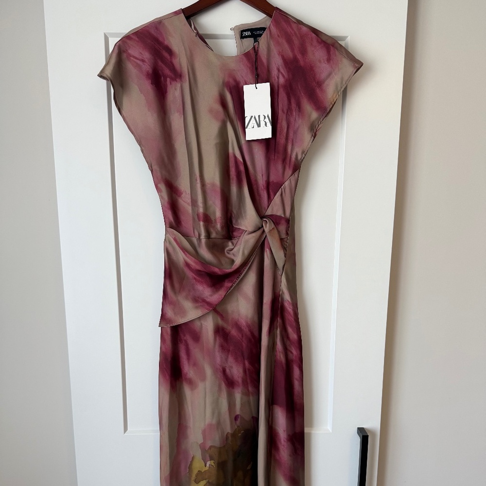 Zara Rose Satin Effect Floral Dress
